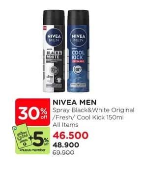 Promo Harga Nivea Men Deo Spray All Variants 150 ml - Watsons