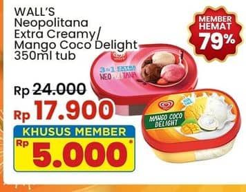 Promo Harga Walls Ice Cream Neopolitana, Mango Coco Delight 350 ml - Indomaret