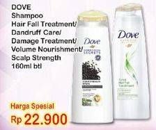 Promo Harga DOVE Shampoo Total Hair Fall, Dandruff Care, Total Damage, Volume Nourishment, Scalp Strenght 160 ml - Indomaret