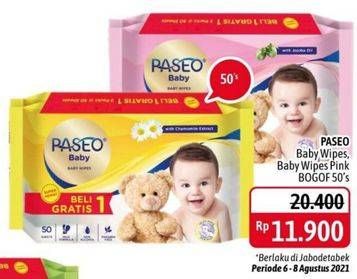 Promo Harga PASEO Baby Wipes With Chamomile Extract, With Jojoba Oil 50 sheet - Alfamidi
