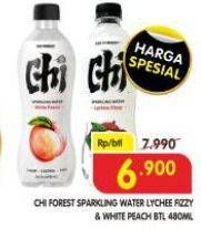 Promo Harga Chi Forest Sparkling Water White Peach, Lychee Fizzy 480 ml - Superindo