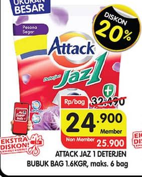 Promo Harga Attack Jaz1 Detergent Powder 1700 gr - Superindo