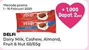 Promo Harga DELFI Chocolate Dairy Milk, Cashew, Almond, Fruit Nut 60 gr - Alfamidi