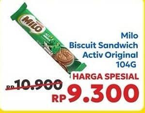 Promo Harga Milo Biscuit Sandwich Activ Original 104 gr - Indomaret