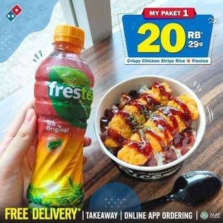 Promo Harga DOMINOS My Paket 1 (Crispy Chicken Strips Rice + Frestea)⠀  - Domino Pizza