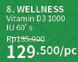 Promo Harga Wellness Vitamin D3 1000IU 60 pcs - Guardian