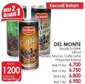 Promo Harga Del Monte Latte Caffe Latte, Vanilla Latte, Mocha Latte 240 ml - Lotte Grosir