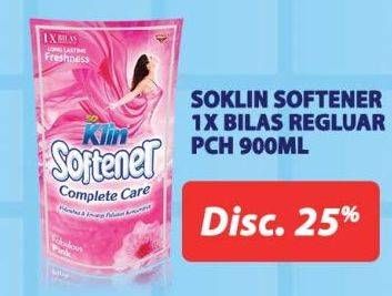 Promo Harga So Klin Softener Sekali Bilas Complete Care Fabulous Pink 800 ml - Hypermart