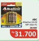 Promo Harga ABC Battery Alkaline LR03/AAA 4 pcs - Alfamidi