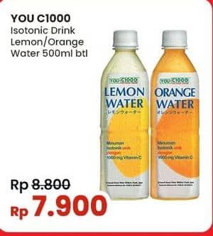 Promo Harga You C1000 Isotonic Drink Orange Water, Lemon Water 500 ml - Indomaret