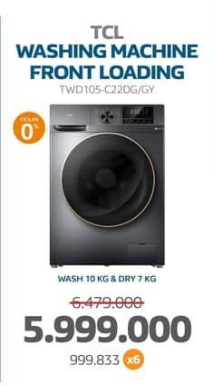 Promo Harga TCL TWD105-C22DG Mesin Cuci Front Loading   - Electronic City