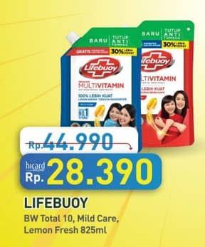 Promo Harga Lifebuoy Body Wash Lemon Fresh, Mild Care, Total 10 850 ml - Hypermart