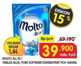 Promo Harga MOLTO All in 1 Blue, Pure 1600 ml - Superindo