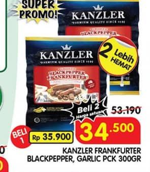 Promo Harga Kanzler Frankfurter Black Pepper, Garlic 300 gr - Superindo