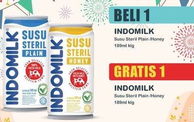 Promo Harga Indomilk Susu Steril Honey, Plain 189 ml - Indomaret