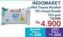 Promo Harga Indomaret Wet Tissue Alcohol 75% Food Grade 10 sheet - Indomaret