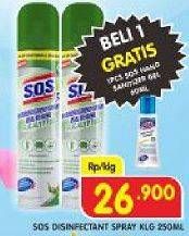 Promo Harga SOS Disinfectant Spray Eucalyptus 250 ml - Superindo