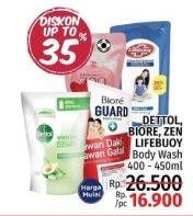 Promo Harga DETTOL/BIORE/ZEN/LIFEBUOY Body Wash 400 - 450ml  - LotteMart