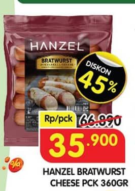 Promo Harga Hanzel Bratwurst Cheese 360 gr - Superindo