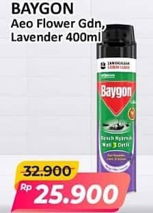 Promo Harga Baygon Insektisida Spray Flower Garden, Silky Lavender 400 ml - Alfamart