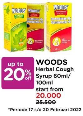 Promo Harga WOODS Herbal Cough Medicine plus Honey 60 ml - Watsons
