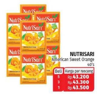 Promo Harga NUTRISARI Powder Drink American Sweet Orange per 40 sachet - Lotte Grosir