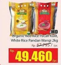 Promo Harga MD Organik Red Rice Pecah Kulit; White Rice Pandan Wangi 2 kg  - Hari Hari