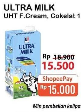 Promo Harga ULTRA MILK Susu UHT Coklat, Full Cream 1000 ml - Alfamart