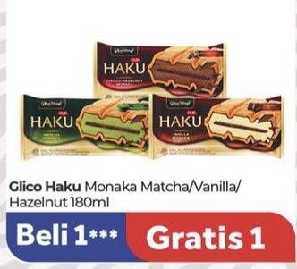 Promo Harga Glico Haku Vanilla Monaka, Matcha Monaka, Choco Hazelnut Monaka 180 ml - Carrefour