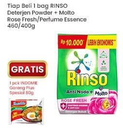 Promo Harga Rinso Anti Noda Deterjen Bubuk + Molto Pink Rose Fresh, + Molto Purple Perfume Essence 460 gr - Indomaret