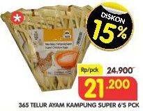 Promo Harga 365 Telur Ayam Kampung Super 6 pcs - Superindo