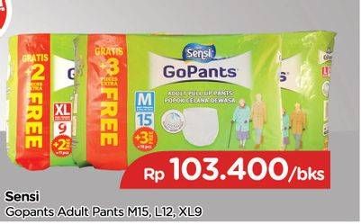 Promo Harga Sensi GoPants Adult Diapers L12, M15, XL9 9 pcs - TIP TOP