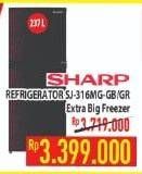 Promo Harga SHARP SJ316MGGB Small 2 Door Refrigerator  - Hypermart