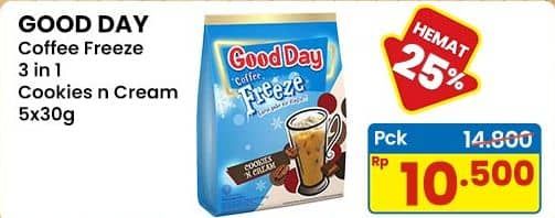 Promo Harga Good Day Coffee Freeze Cookies N Cream per 5 sachet 30 gr - Indomaret