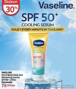 Promo Harga Vaseline Daily Sun Refreshing Serum SPF50+ PA++++ 170 ml - Guardian