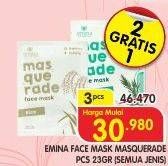 Promo Harga EMINA Masquerade Face Mask Rice, Tea Tree Oil 23 gr - Superindo