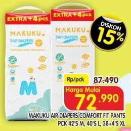 Promo Harga Makuku Comfort Fit Diapers Pants M42+4, L40+4 44 pcs - Superindo
