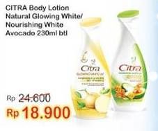Promo Harga CITRA Hand & Body Lotion Nourishing White UV Avocado Honey, Natural Glowing White UV Bengkoang Green Tea 230 ml - Indomaret