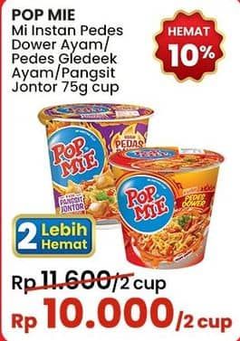 Promo Harga Indomie Pop Mie Instan Kuah Pedes Dower Ayam, Goreng Pedes Gledeek Ayam, Pedes Dower Pangsit Jontor 75 gr - Indomaret