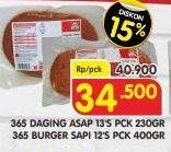 Promo Harga 365 Daging Asap 230gr/Burger Sapi 400gr  - Superindo