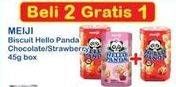 Promo Harga MEIJI HELLO PANDA Biscuit Strawberry, Chocolate 45 gr - Indomaret