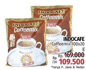 Promo Harga Indocafe Coffeemix 3in1 per 100 sachet 20 gr - LotteMart