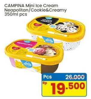 Promo Harga Campina Ice Cream Neapolitan, Cookie Creamy 350 ml - Indomaret