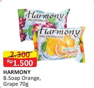 Promo Harga HARMONY Sabun Batang Wangi Orange, Grape 70 gr - Alfamart