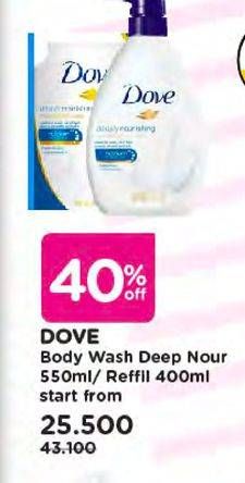 Promo Harga DOVE Body Wash Deep Nourish 550/400ml  - Watsons