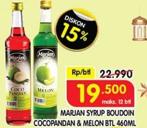 Promo Harga Marjan Syrup Boudoin Cocopandan, Melon 460 ml - Superindo