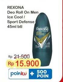 Promo Harga Rexona Men Deo Roll On Ice Cool, Sport Defence 45 ml - Indomaret