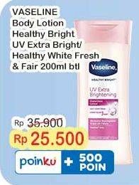 Promo Harga Vaseline Body Lotion UV Extra Brightening, Fresh Fair Cooling UV 200 ml - Indomaret