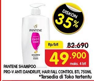 Promo Harga PANTENE Shampoo Anti Dandruff, Hair Fall Control 750 ml - Superindo
