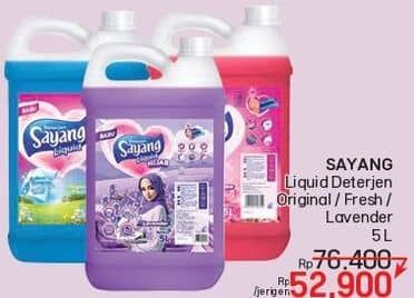 Promo Harga Sayang Liquid Detergent Rose, Original Fresh, Lavender 5000 ml - LotteMart